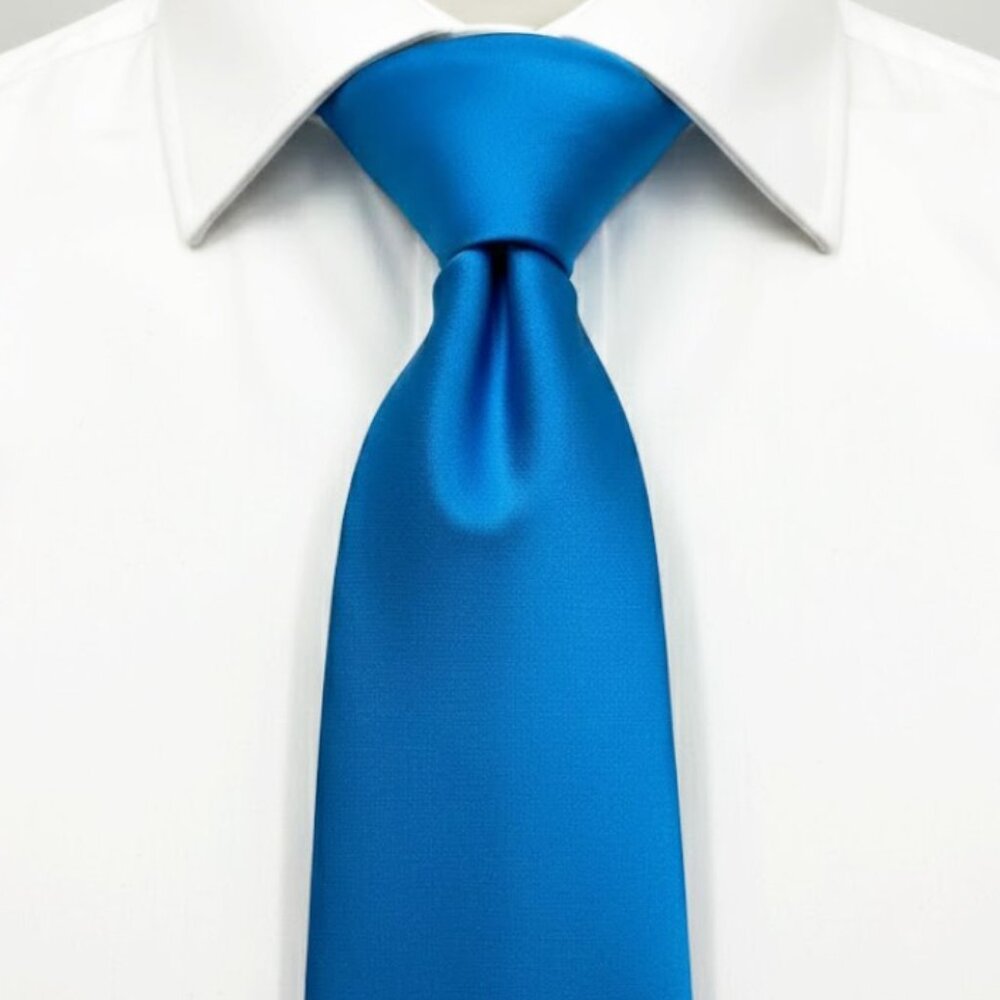 Croft & Barrow Silk Tie Solid Vibrant Turquoise Teal Blue Satin